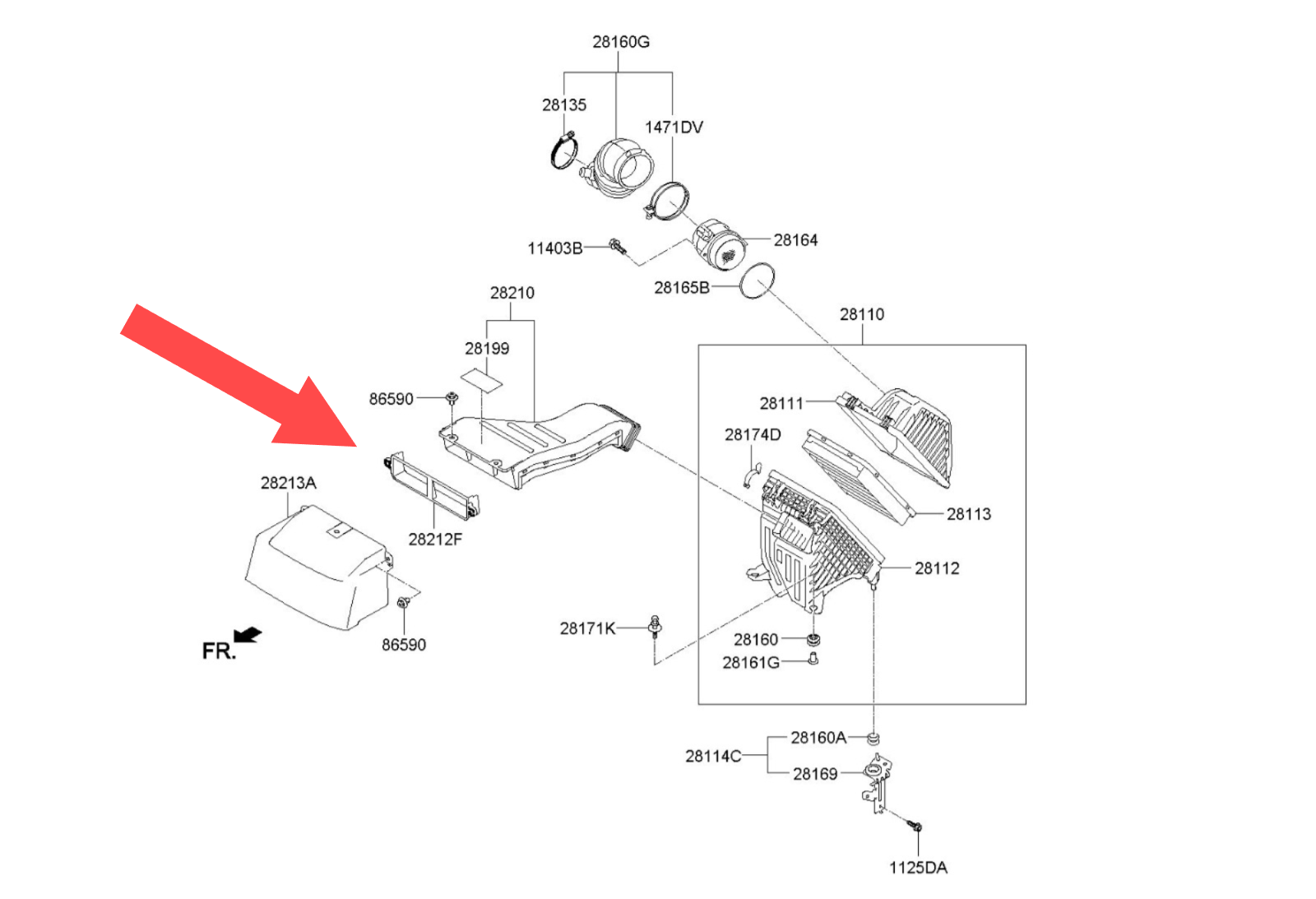 28212-2W300 | داکت ورودی کانال هواکش MOBIS